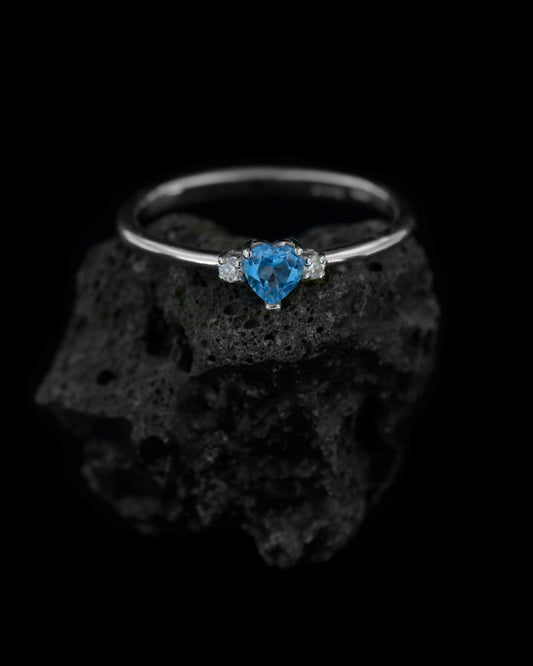 Anello Onirico - Topazio Blu Swiss e Diamanti